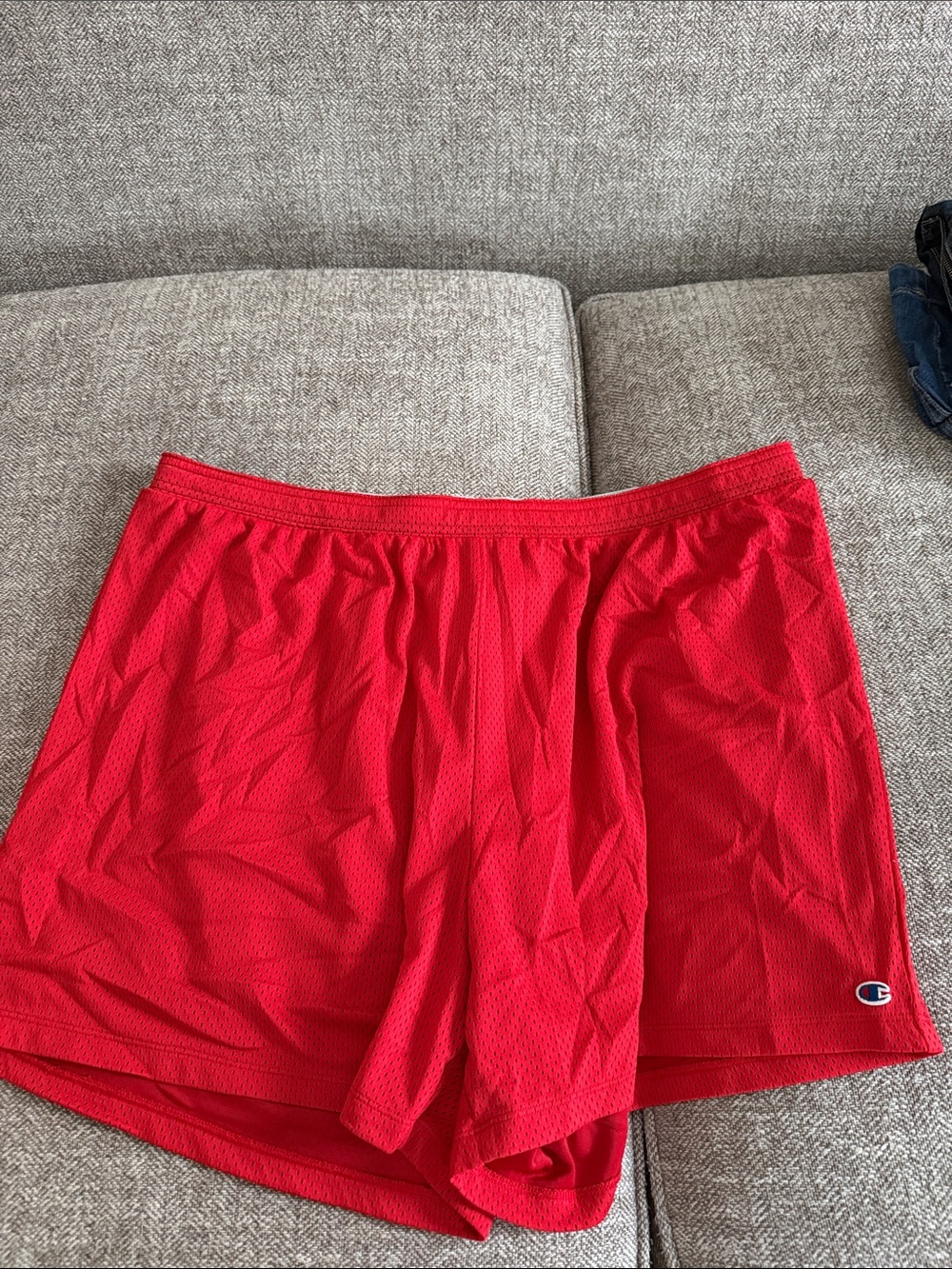 Champion Red Athletic Shorts with Striped Waistband
